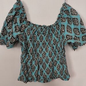 Maurices Teal Smocked Top